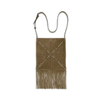 Sac porté épaule en daim beige