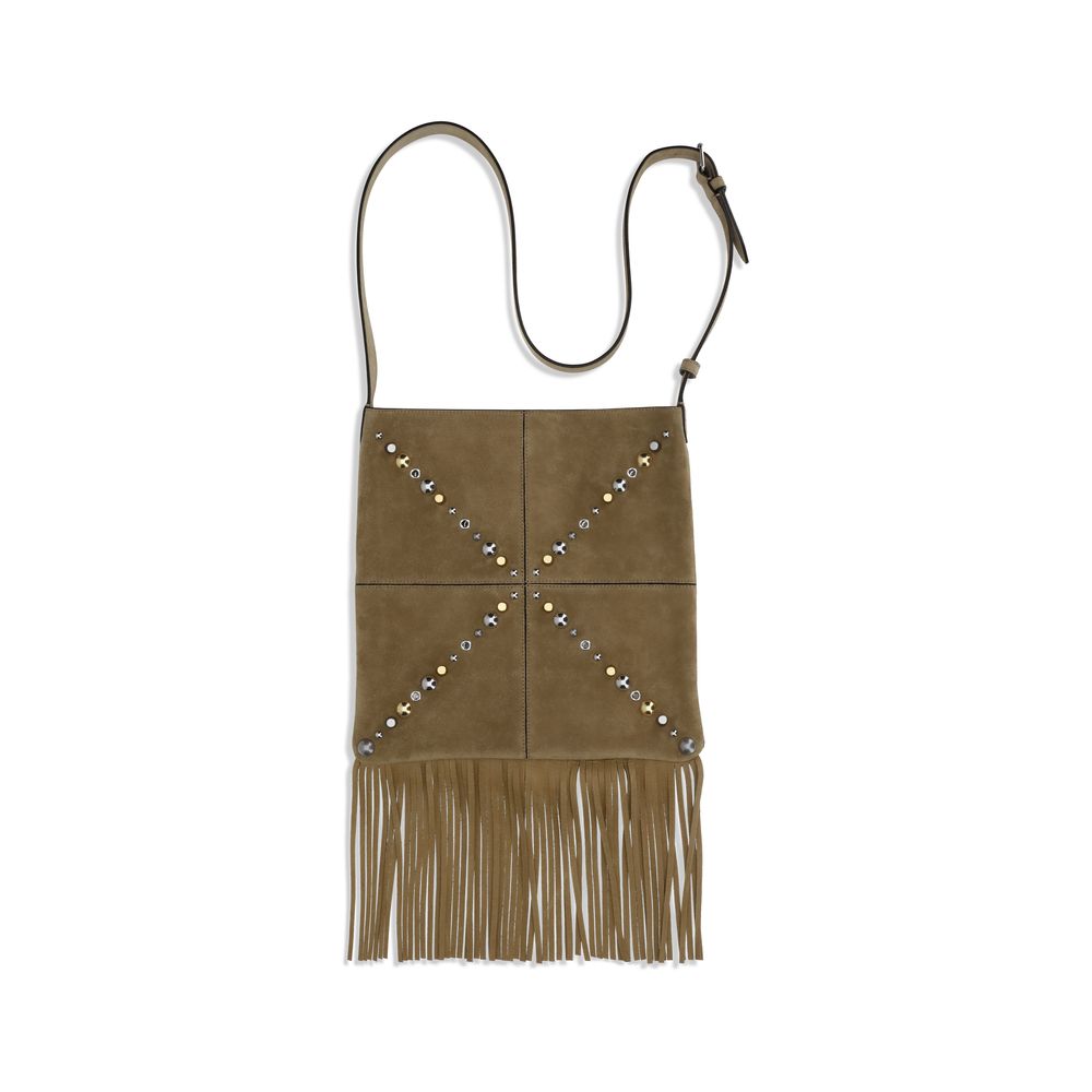 Sac porté épaule en daim beige
