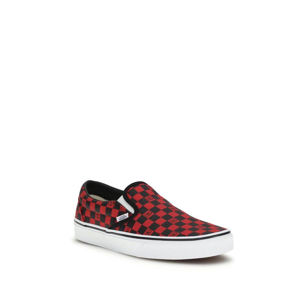 Baskets basses en coton rouge