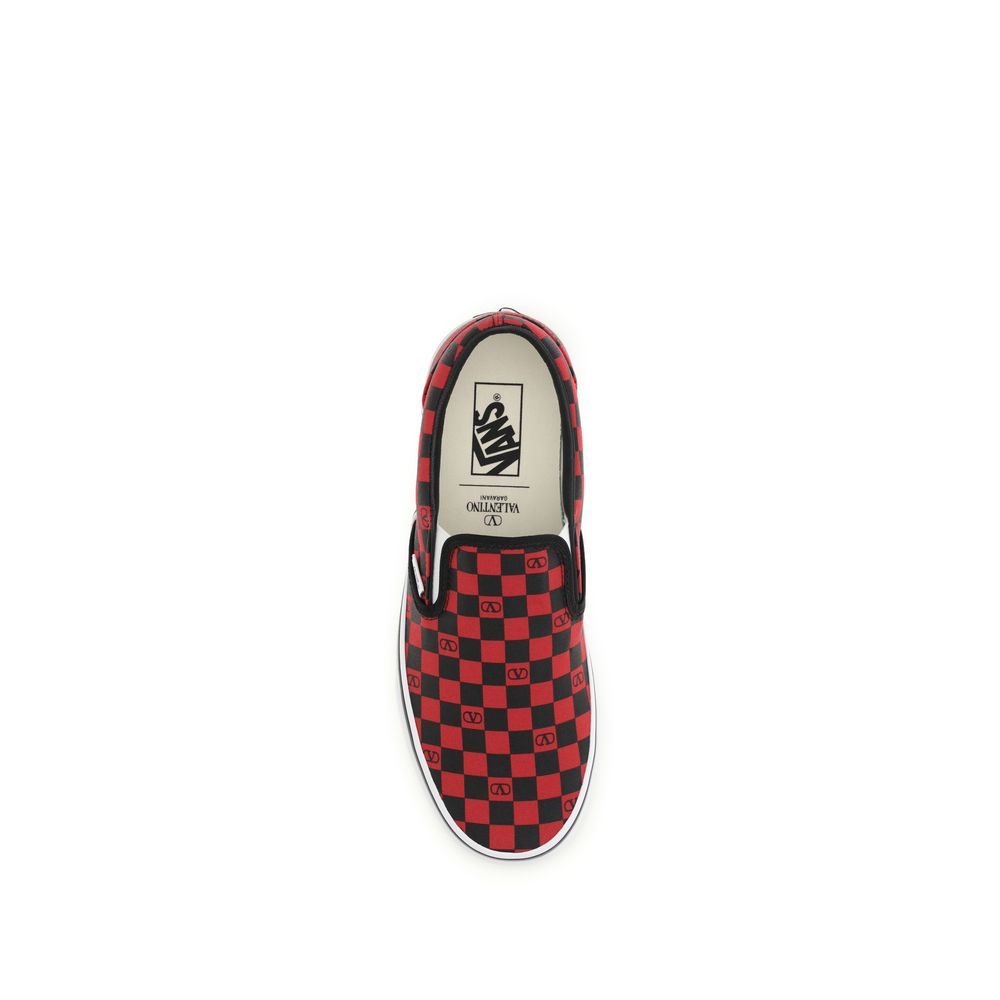 Baskets basses en coton rouge