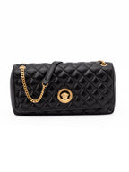 Quilted Medusa Shoulder Bag – Black