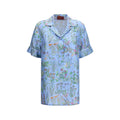 Chemise en soie bleue