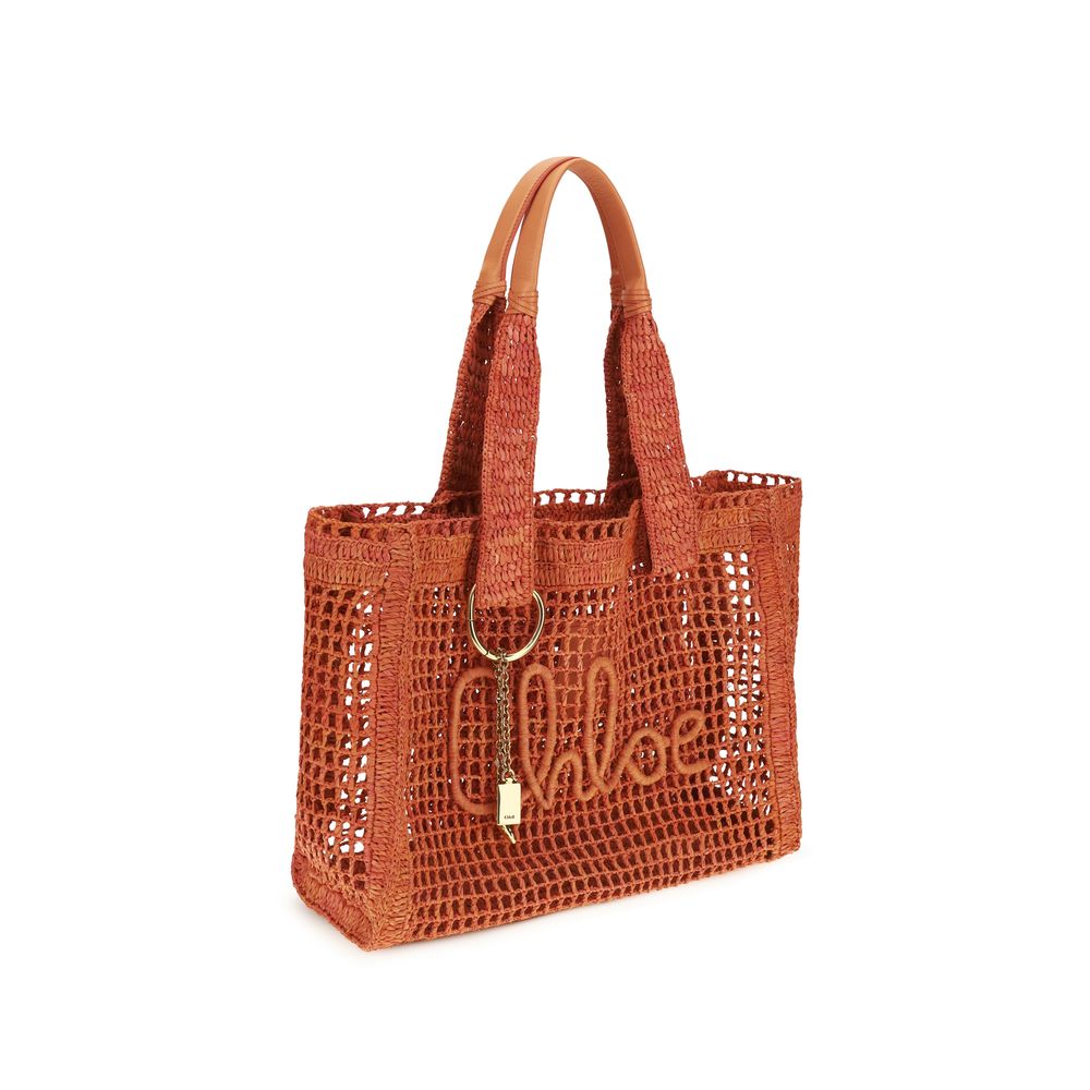 Sac à bandoulière en raphia rouge