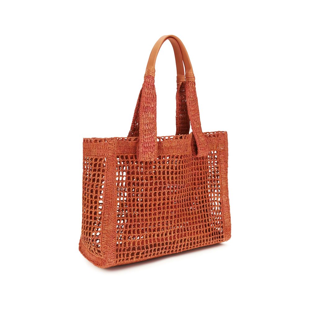 Sac à bandoulière en raphia rouge