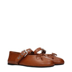Leather Ballet Flats – Brown