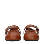 Leather Ballet Flats – Brown