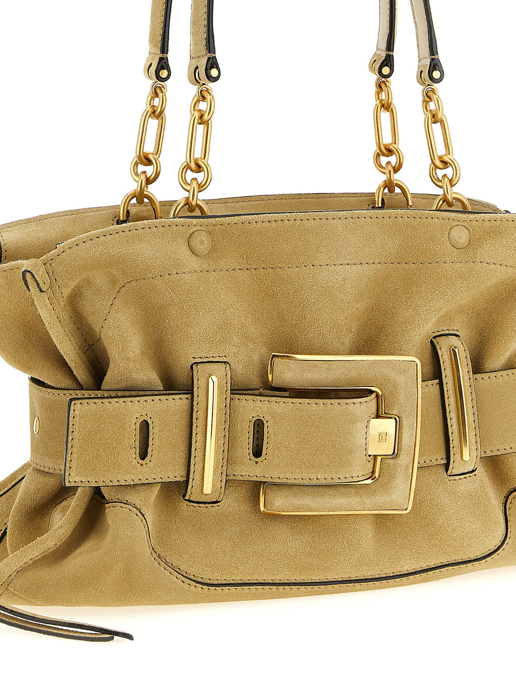 Beige Suede Shoulder Bag
