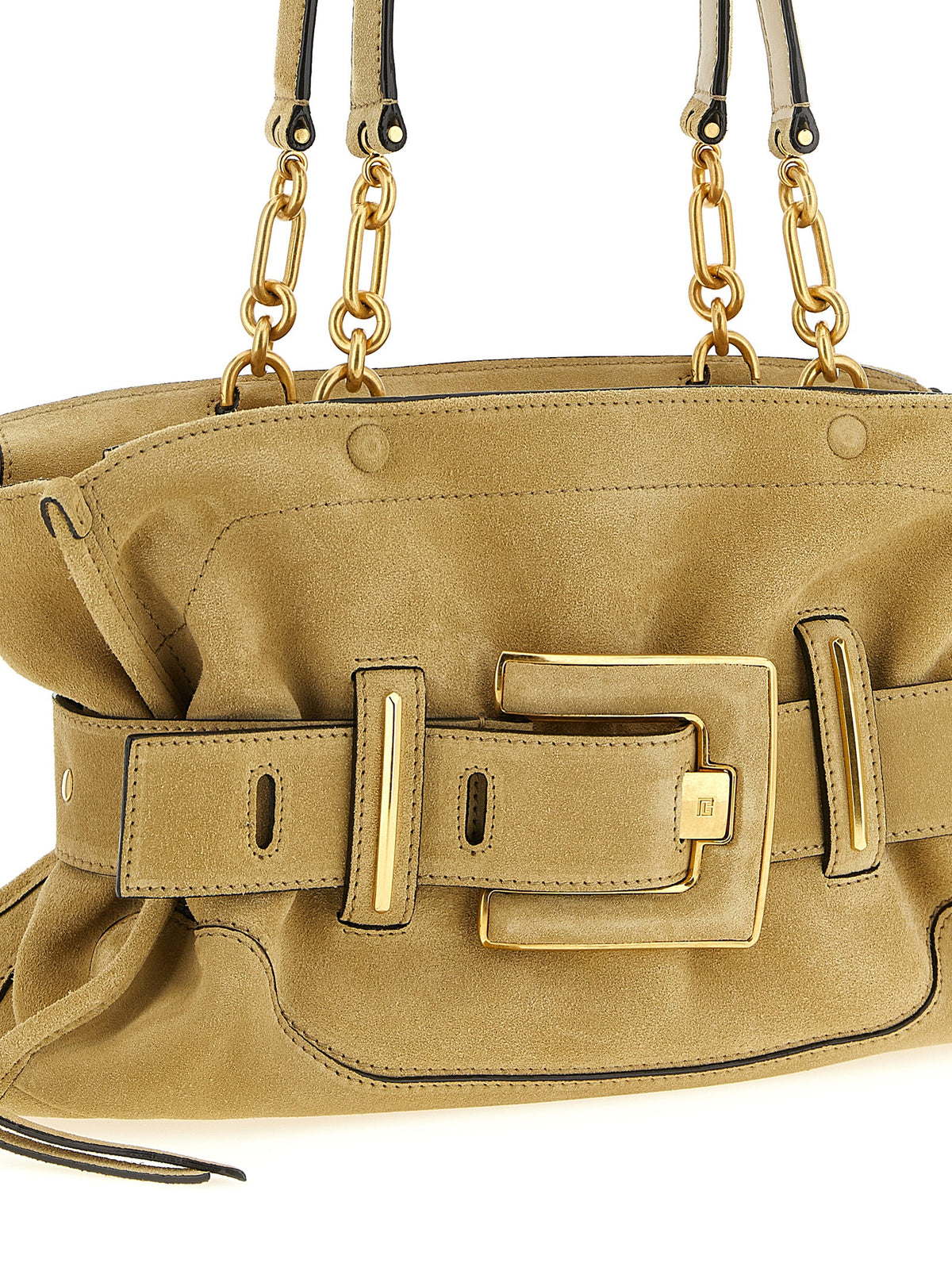 Beige Suede Shoulder Bag
