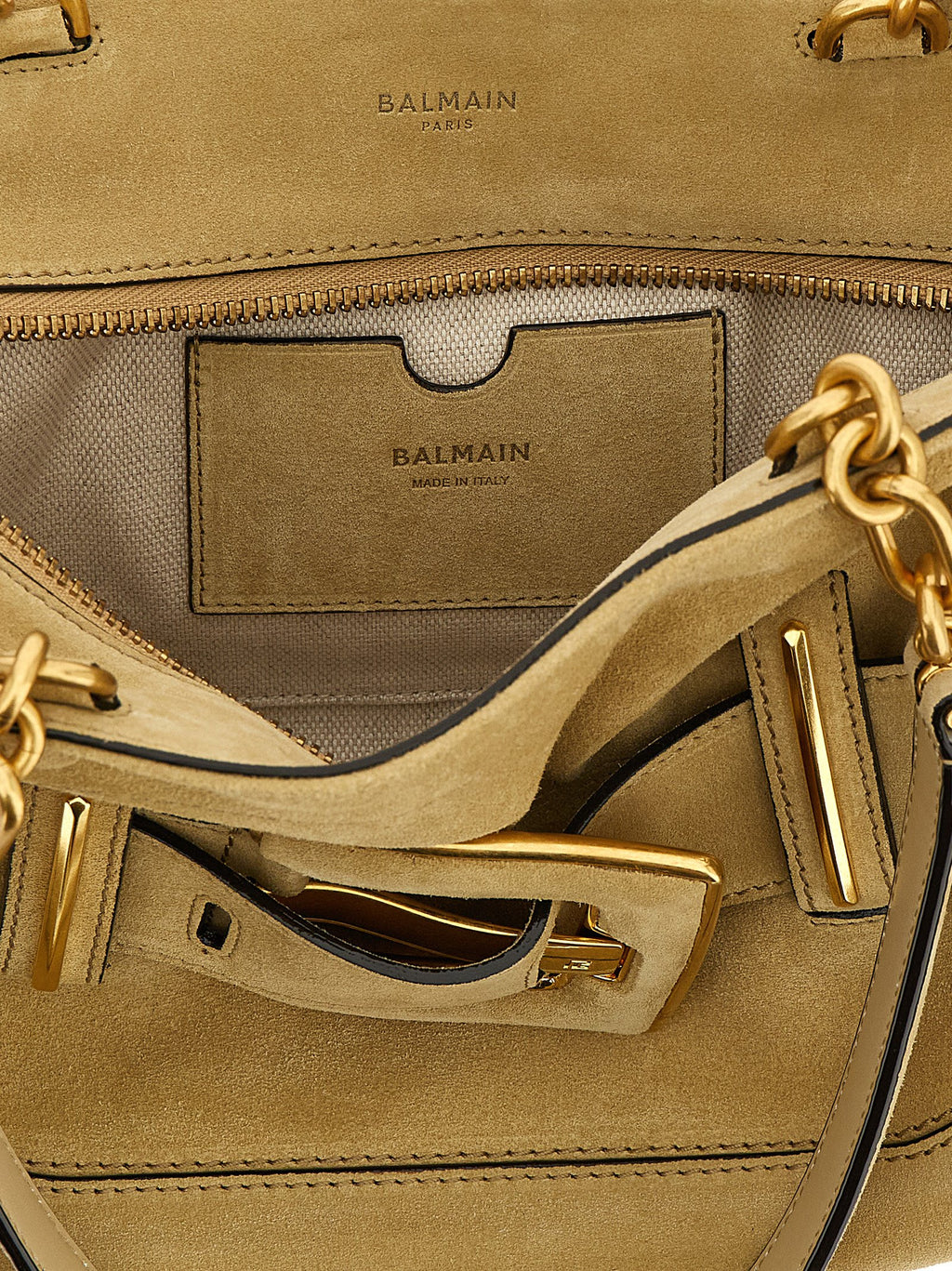 Beige Suede Shoulder Bag