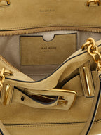 Beige Suede Shoulder Bag