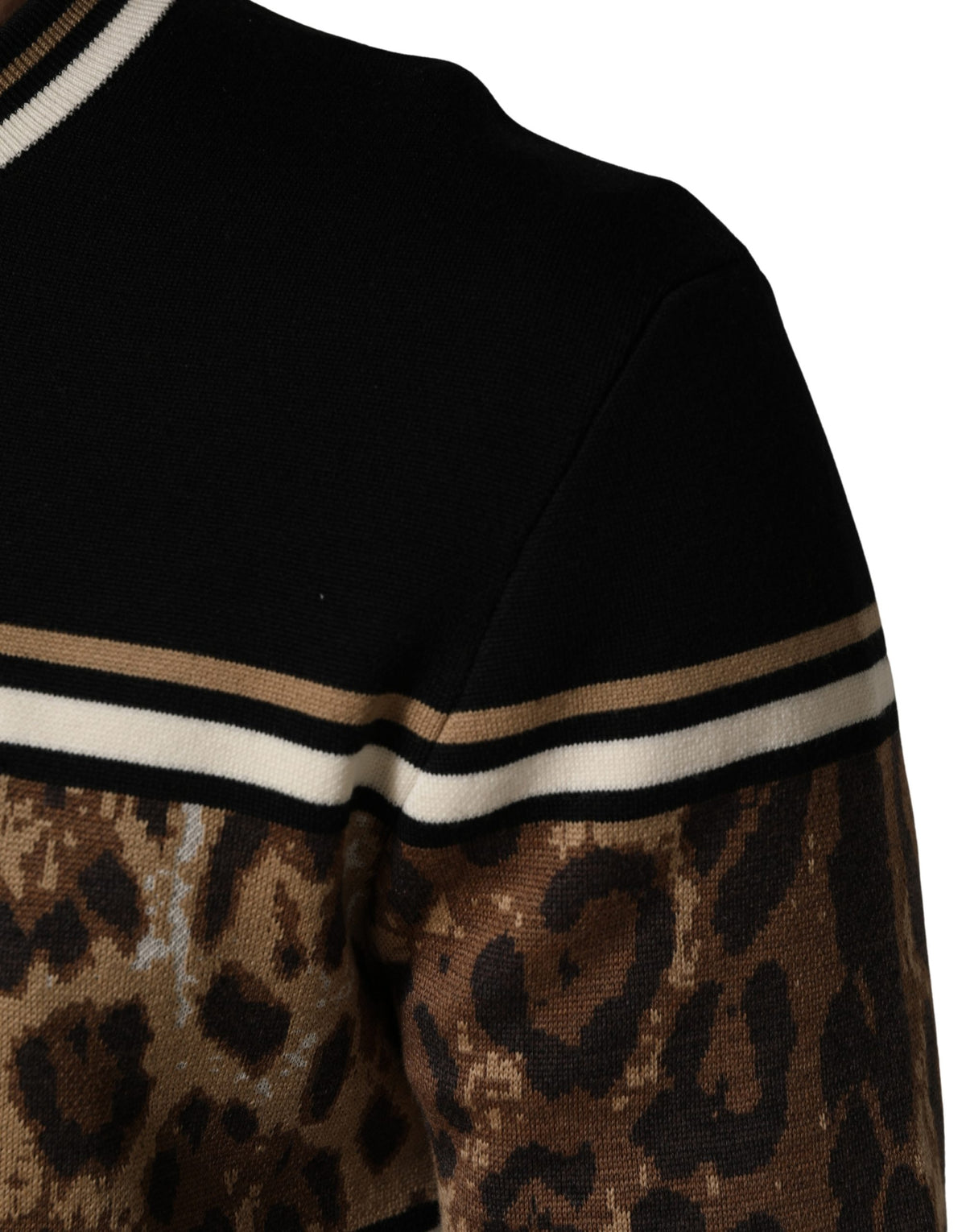 Leopard Virgin Wool Sweater – Black