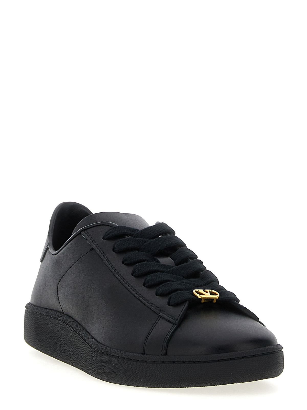 Baskets basses en cuir de veau noir