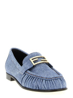 Mocassins à enfiler en veau bleu