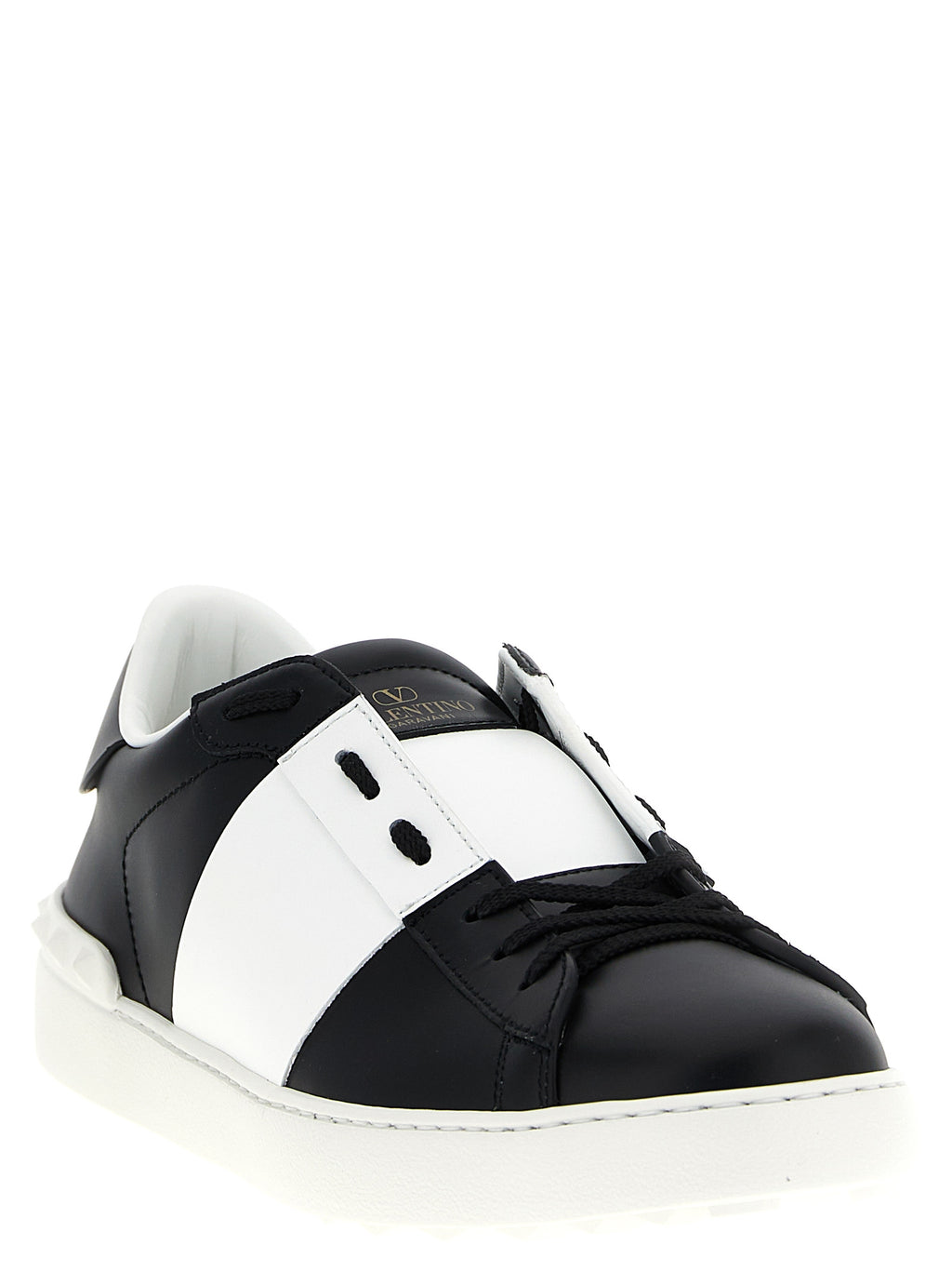 White and Black Leather Sneakers