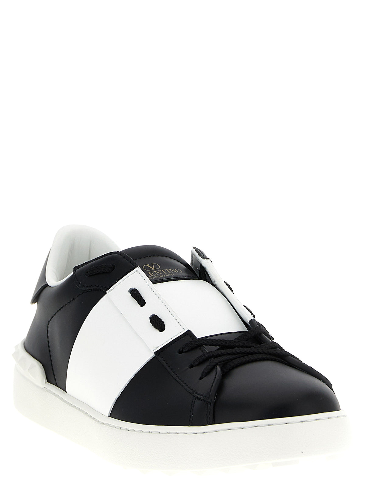 White and Black Leather Sneakers