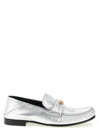 Mocassins en cuir argenté