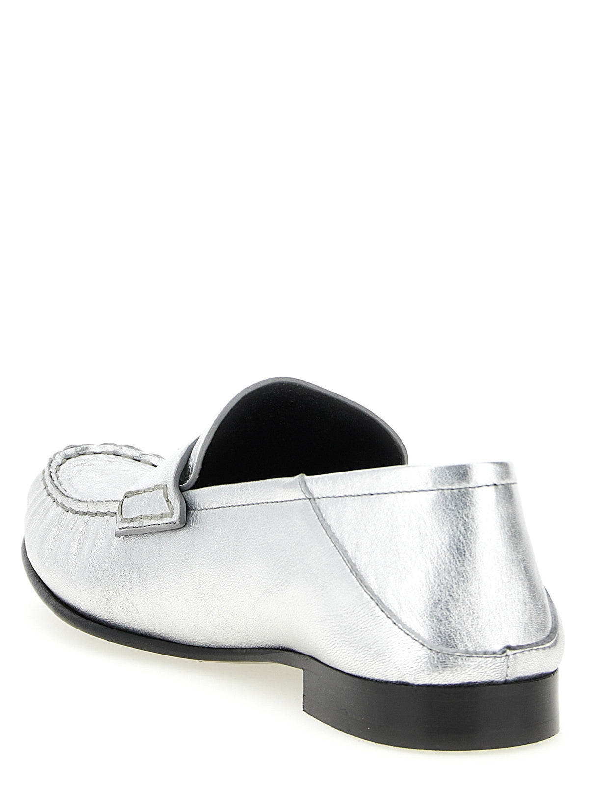 Mocassins en cuir argenté