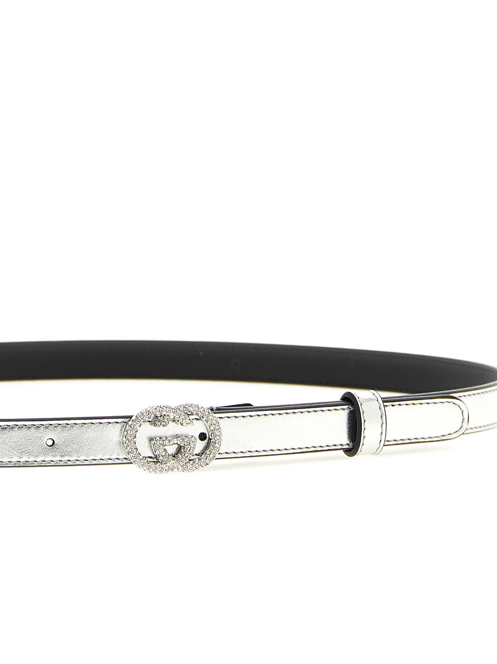 Ceinture en cuir argenté