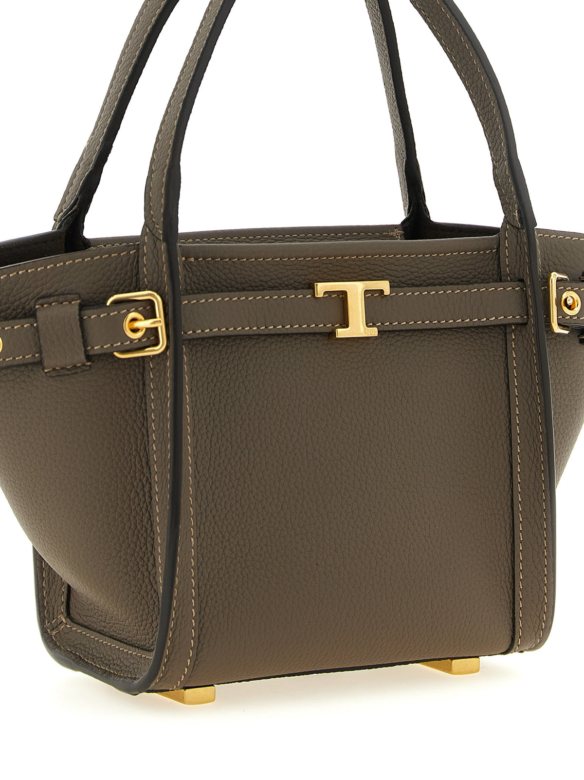 Grey Leather Tote Bag