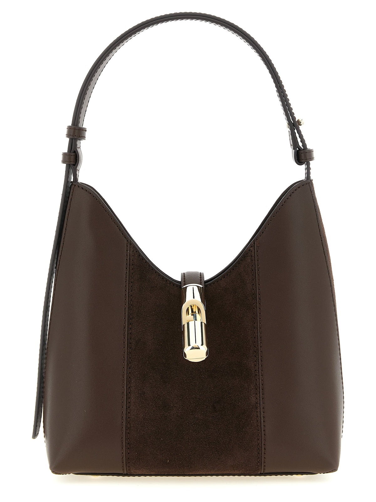 Sac porté épaule en cuir de veau marron