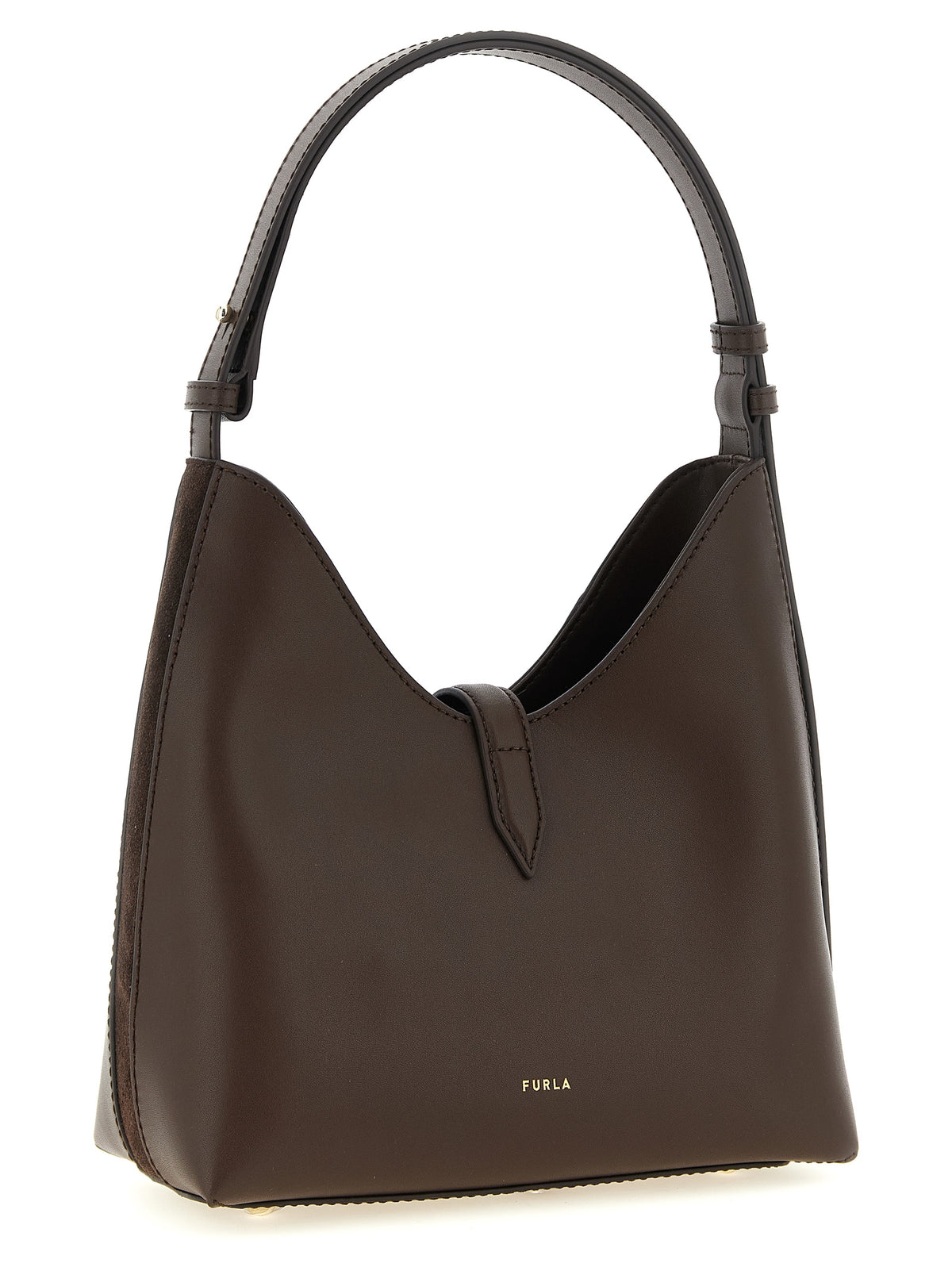 Sac porté épaule en cuir de veau marron