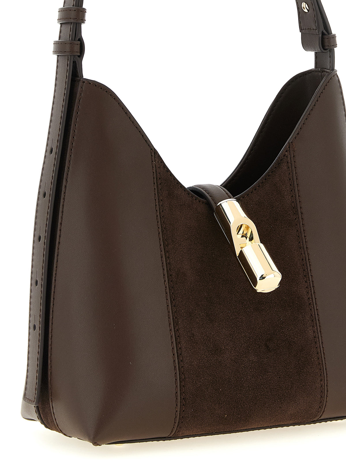 Sac porté épaule en cuir de veau marron