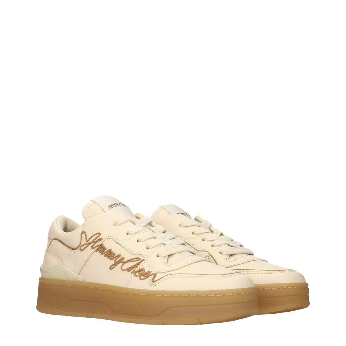 Baskets en cuir beige