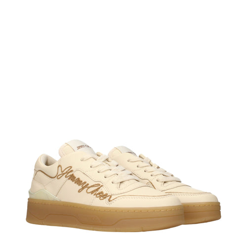 Baskets en cuir beige