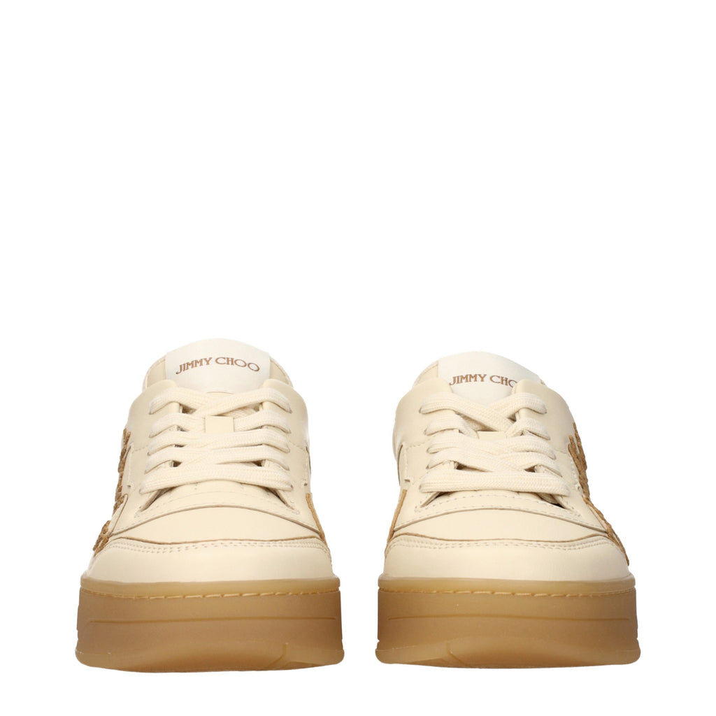 Baskets en cuir beige