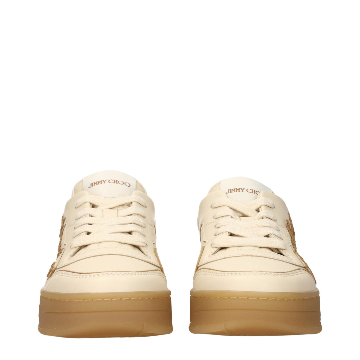 Baskets en cuir beige