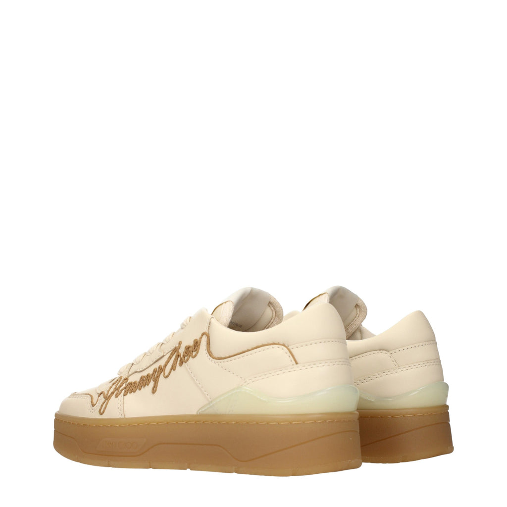 Baskets en cuir beige