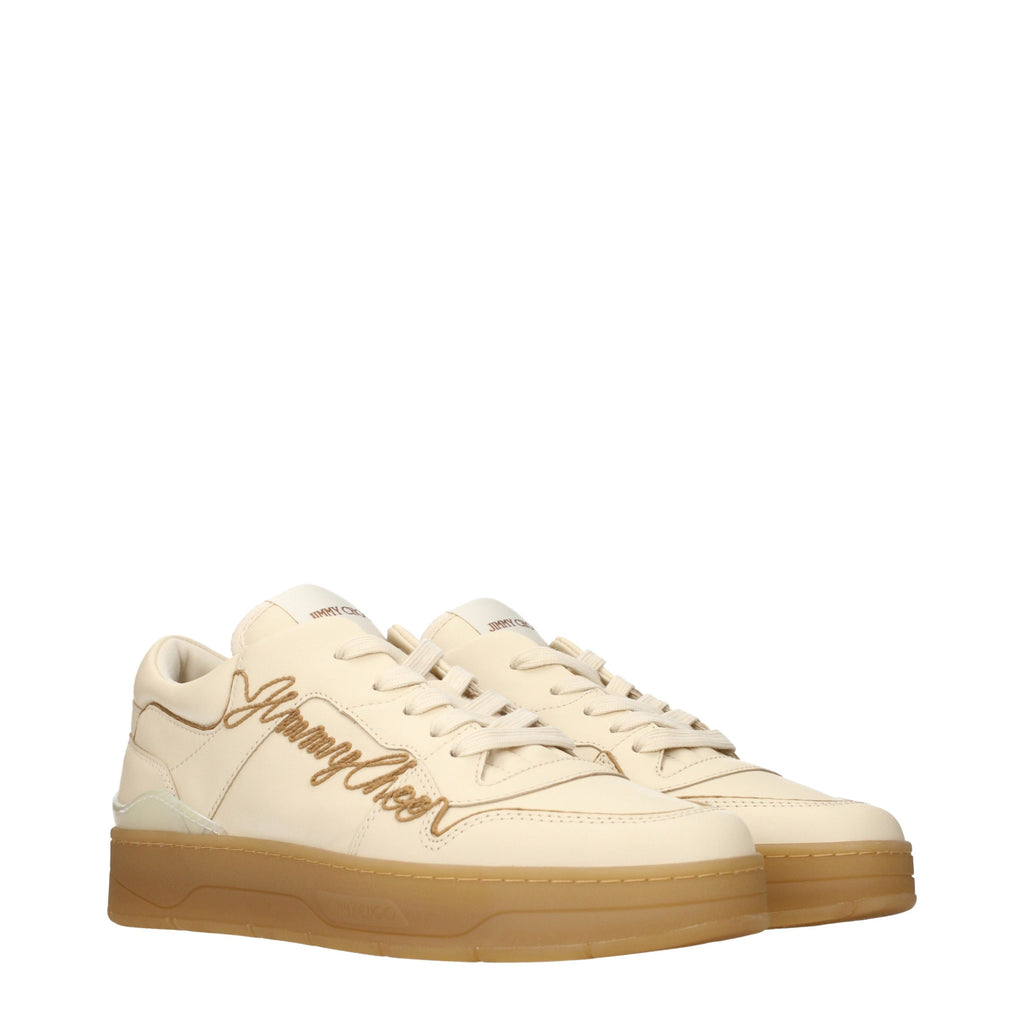 Baskets basses en cuir beige