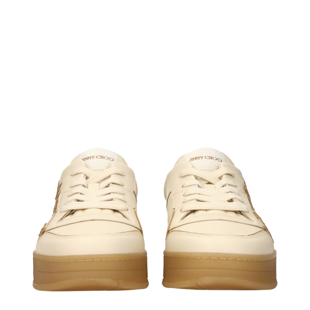 Baskets basses en cuir beige