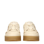 Baskets basses en cuir beige