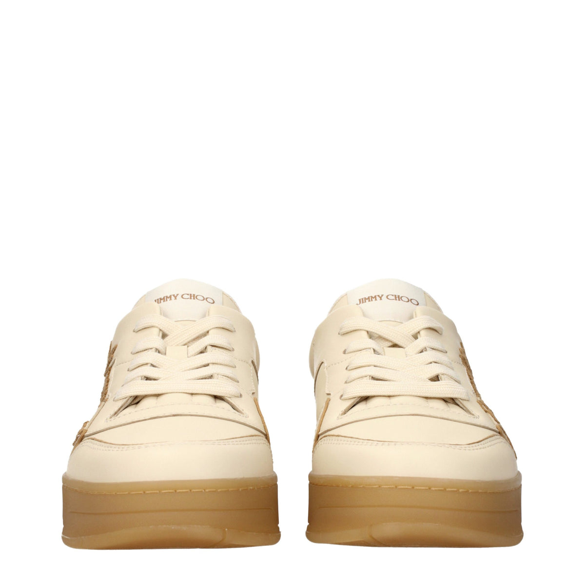 Baskets basses en cuir beige