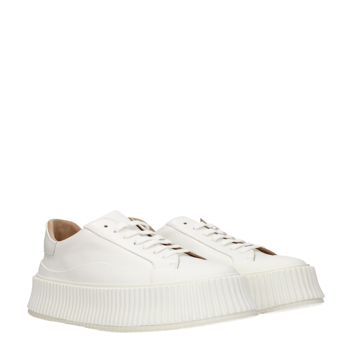 White Leather Platform Sneakers