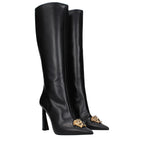 Black Leather High Heel Boots