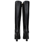 Black Leather High Heel Boots
