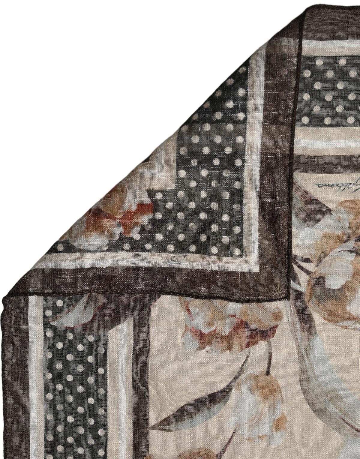 Cream and Beige Linen Scarf