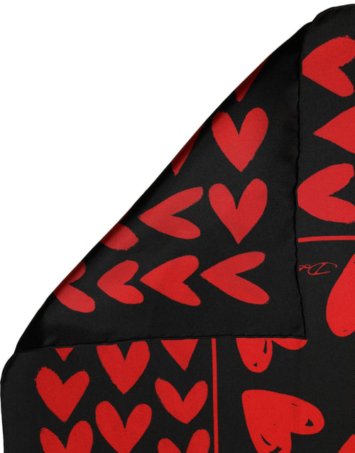 Foulard en soie noir et rouge