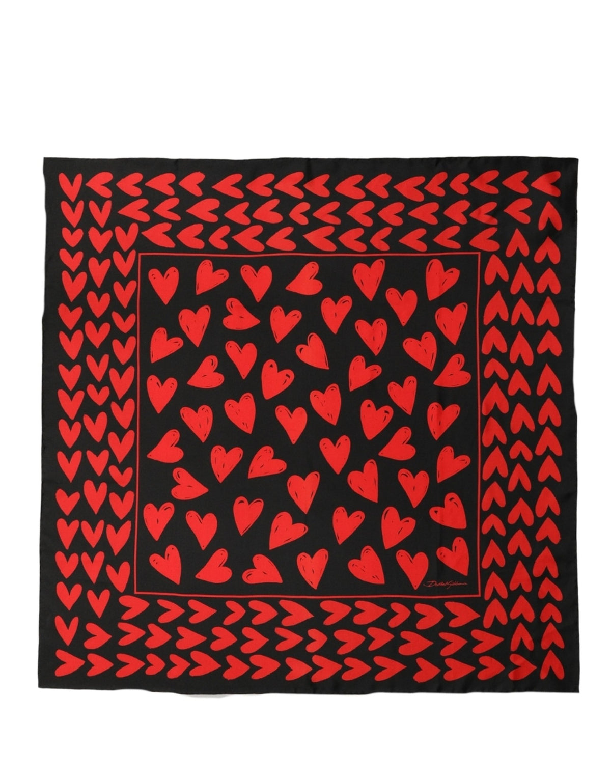 Foulard en soie noir et rouge