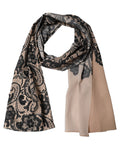 Foulard en soie noir et beige