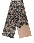 Foulard en soie noir et beige