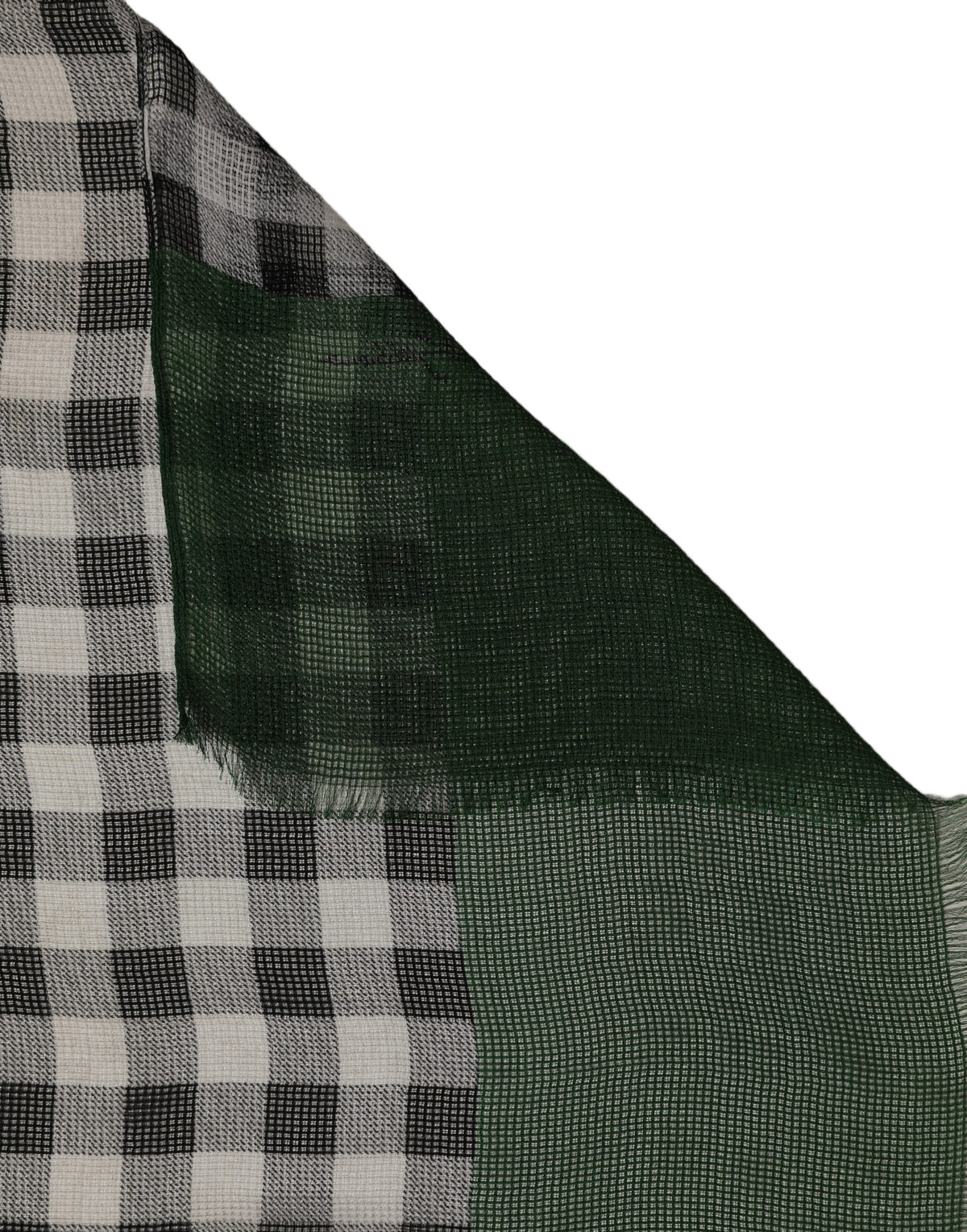 Green and White Silk Scarf