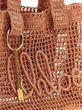 Pink Raffia Tote Bag