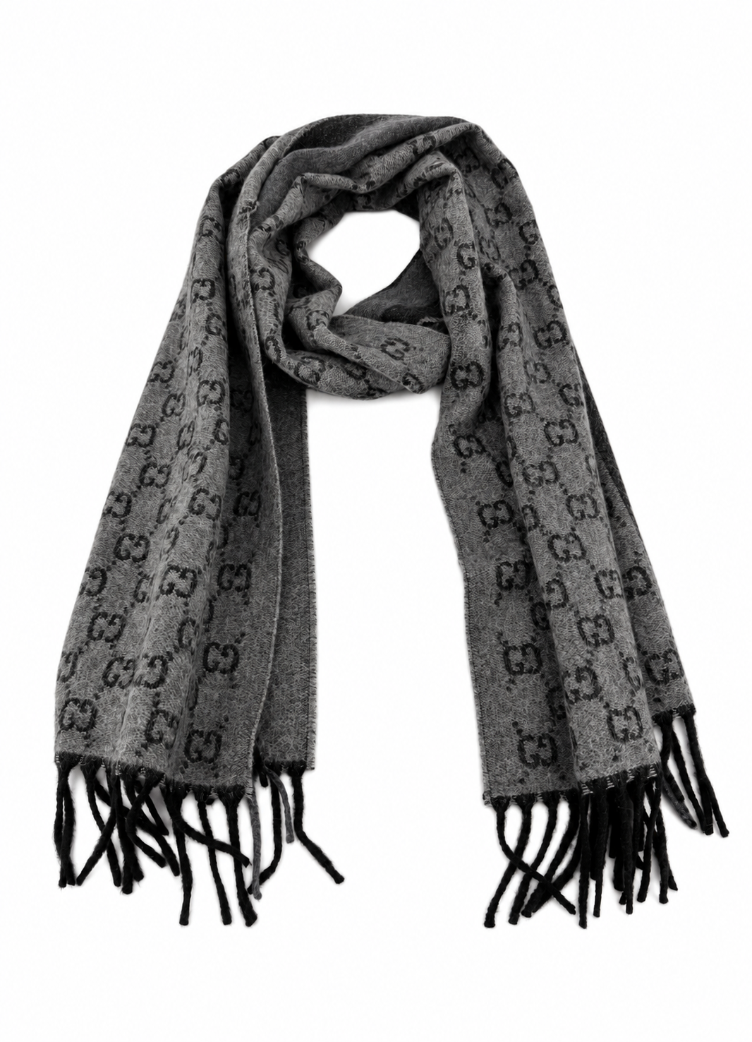 GG Cashmere Scarf – Grey & Black