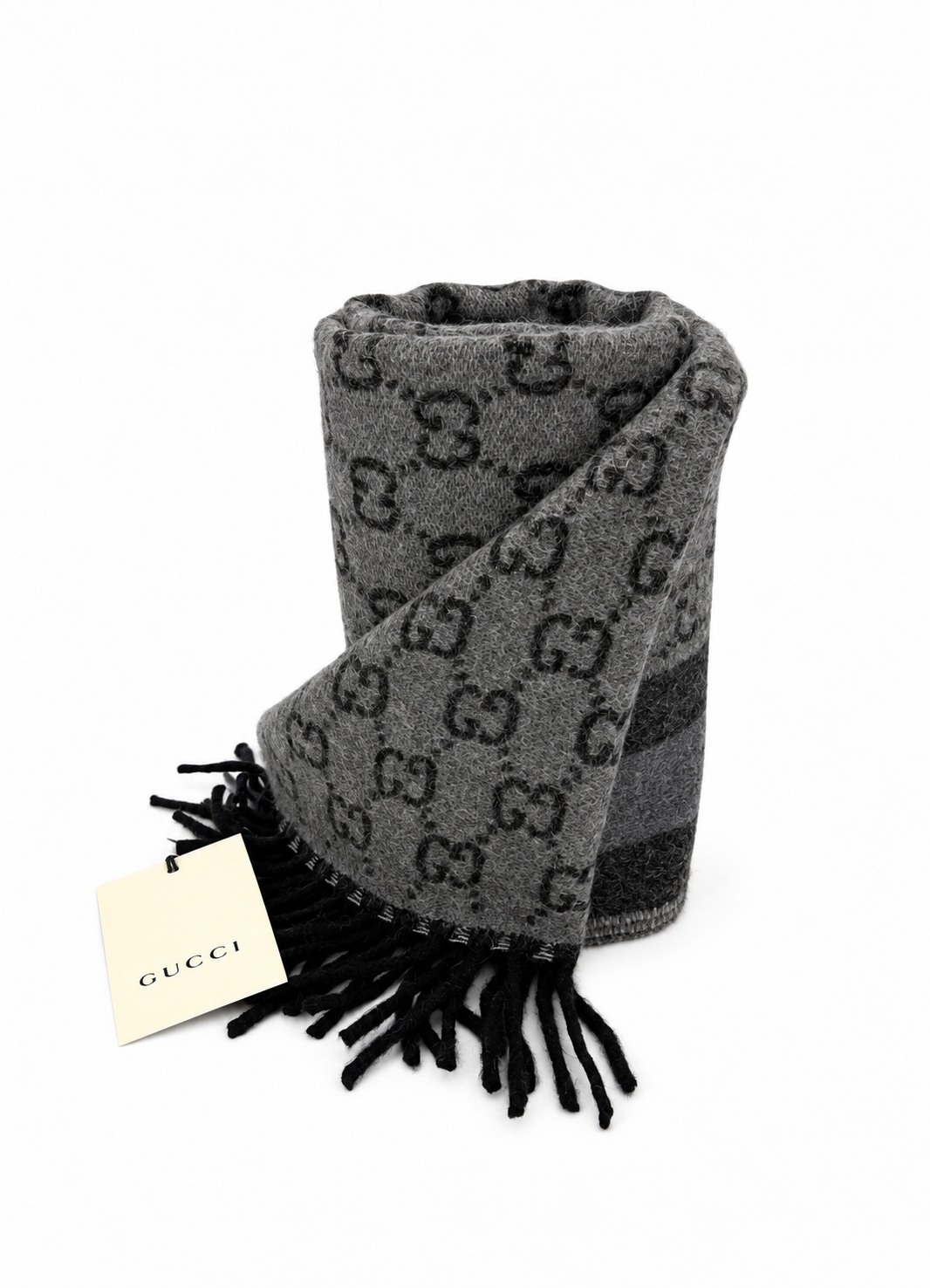 GG Cashmere Scarf – Grey & Black