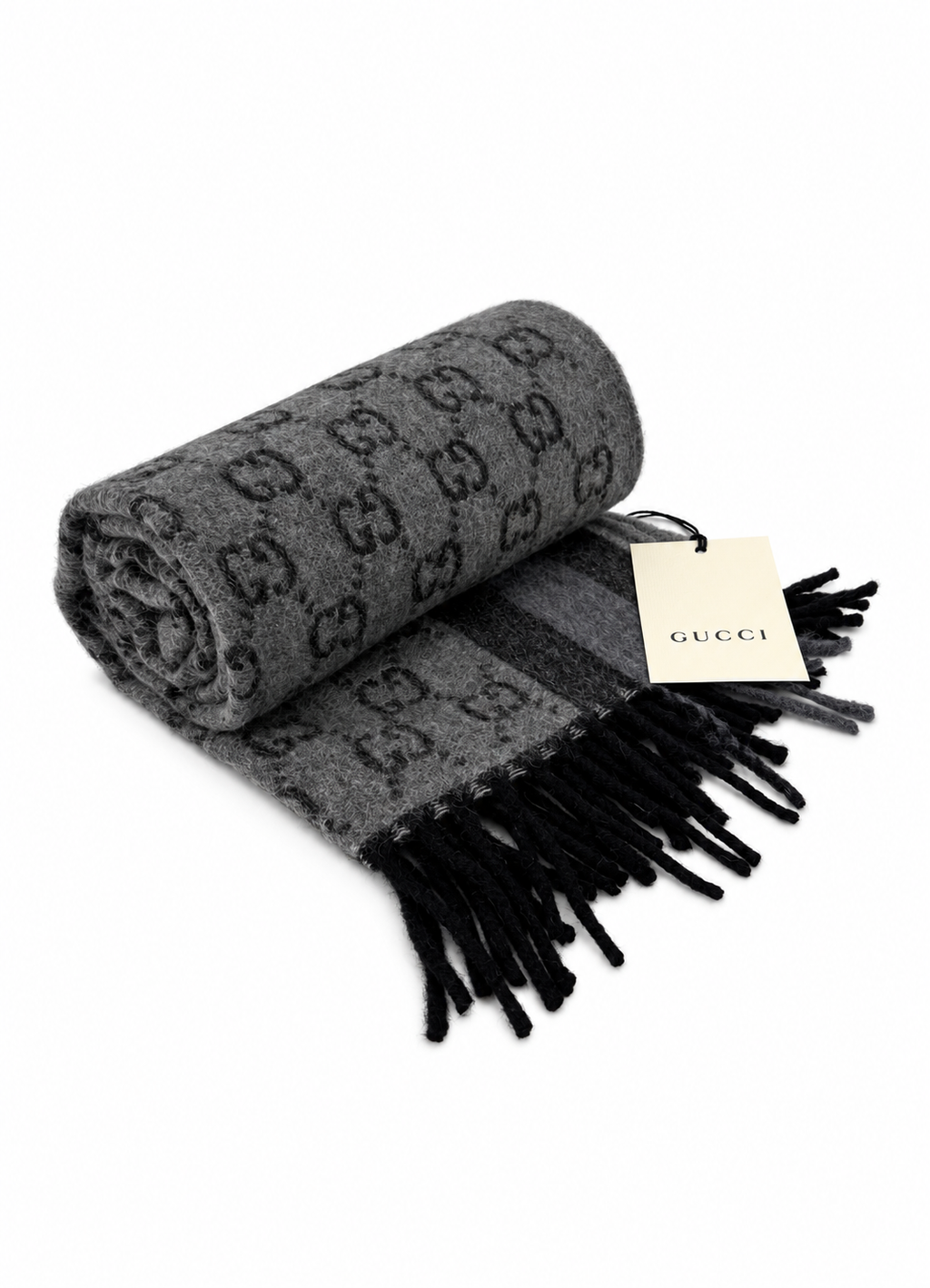 GG Cashmere Scarf – Grey & Black