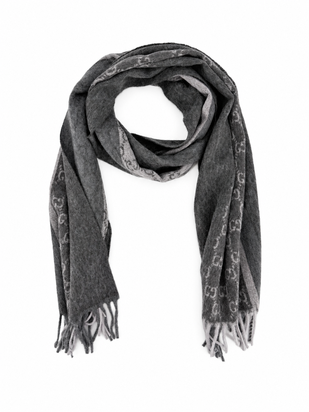 Écharpe GG en cachemire – Gris anthracite