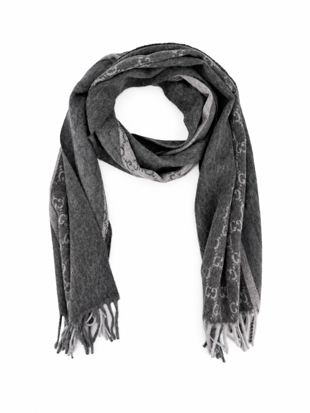 Écharpe GG en cachemire – Gris anthracite